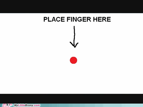 Place your finger on the image. Rainbow Dash will lick it.